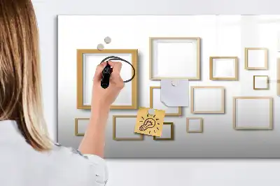 Magnetic glass dry erase board with wooden frames
