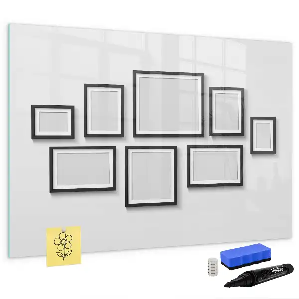 Magnetic marker board with a black frame