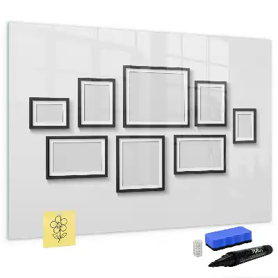 Magnetic marker board with a black frame