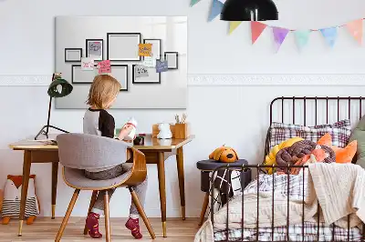 Magnetic marker board with a black frame