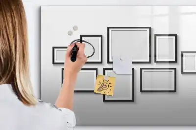 Magnetic marker board with a black frame