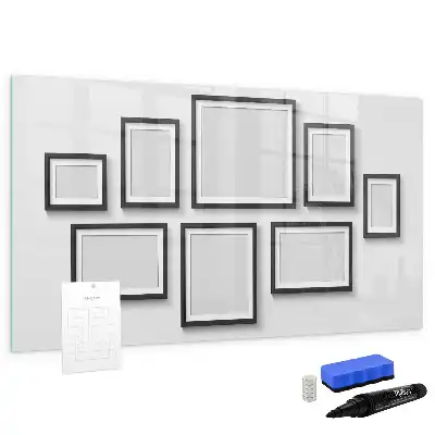 Magnetic marker board with a black frame