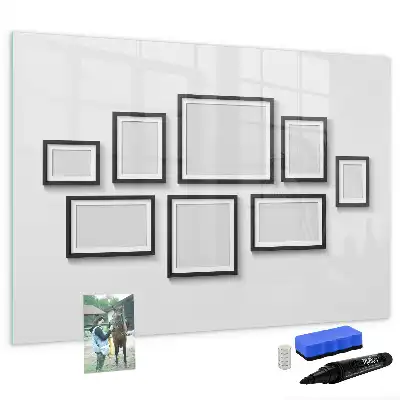 Magnetic marker board with a black frame