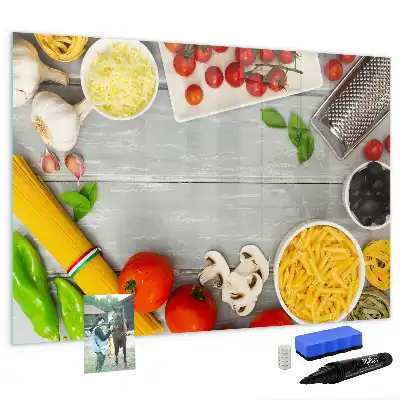 Magnetic glass dry erase board ingredients design