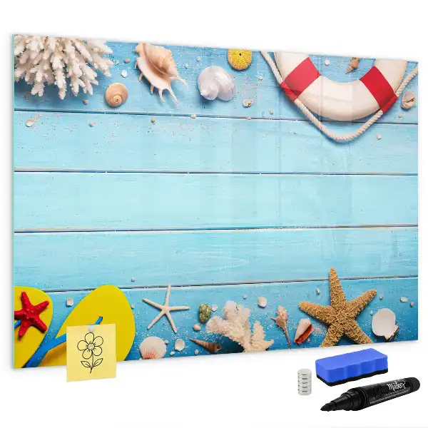 Magnetic glass dry erase board beach themed office accessory