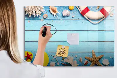 Magnetic glass dry erase board beach themed office accessory