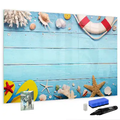 Magnetic glass dry erase board beach themed office accessory