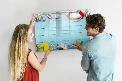 Magnetic glass dry erase board beach themed office accessory