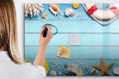 Magnetic glass dry erase board beach themed office accessory