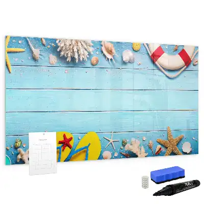 Magnetic glass dry erase board beach themed office accessory