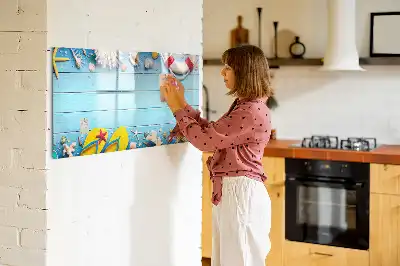 Magnetic glass dry erase board beach themed office accessory