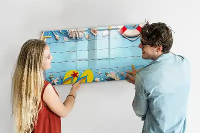 Magnetic glass dry erase board beach themed office accessory