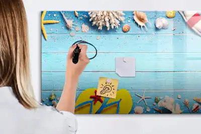 Magnetic glass dry erase board beach themed office accessory