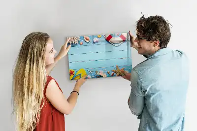 Magnetic glass dry erase board beach themed office accessory