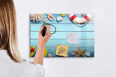 Magnetic glass dry erase board beach themed office accessory