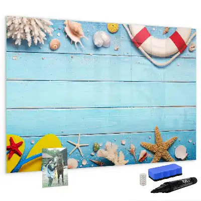 Magnetic glass dry erase board beach themed office accessory