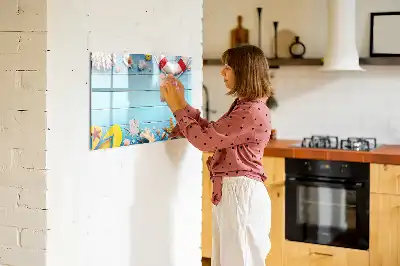 Magnetic glass dry erase board beach themed office accessory