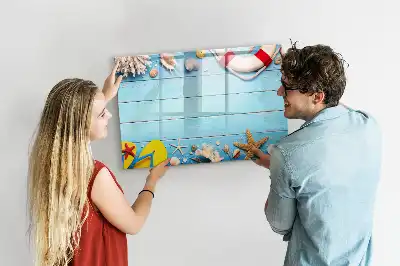 Magnetic glass dry erase board beach themed office accessory