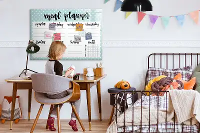 Magnetic glass dry erase meal planner for kitchen organization