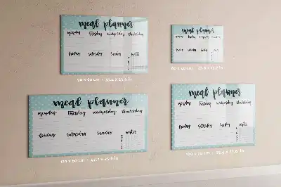 Magnetic glass dry erase meal planner for kitchen organization