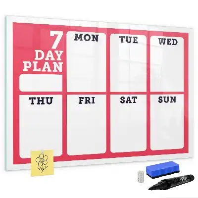Magnetic glass dry erase board weekly planner