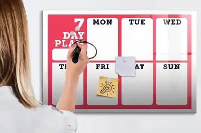 Magnetic glass dry erase board weekly planner