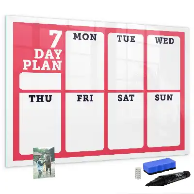 Magnetic glass dry erase board weekly planner