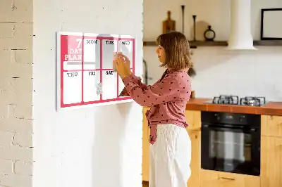 Magnetic glass dry erase board weekly planner