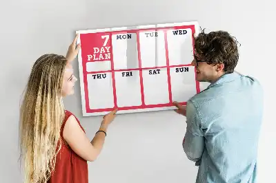 Magnetic glass dry erase board weekly planner