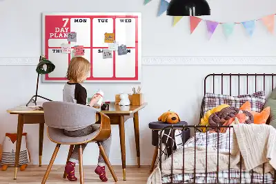 Magnetic glass dry erase board weekly planner