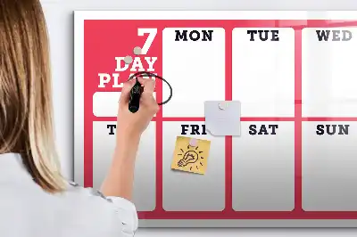 Magnetic glass dry erase board weekly planner