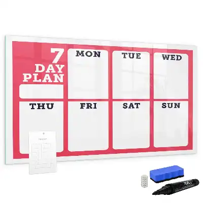 Magnetic glass dry erase board weekly planner
