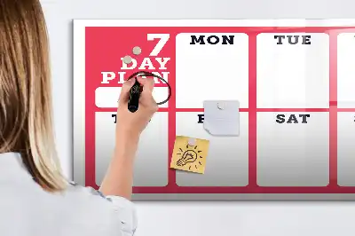 Magnetic glass dry erase board weekly planner