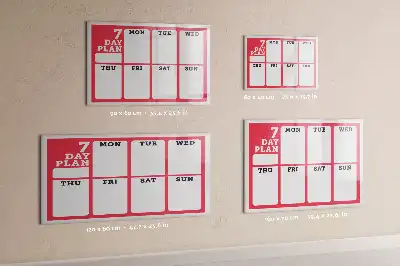 Magnetic glass dry erase board weekly planner