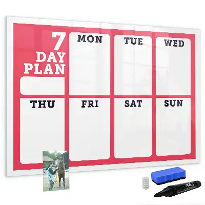 Magnetic glass dry erase board weekly planner