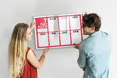Magnetic glass dry erase board weekly planner