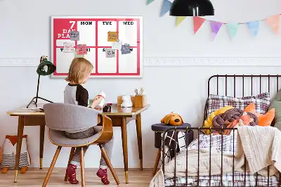 Magnetic glass dry erase board weekly planner
