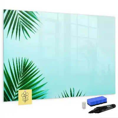 Magnetic marker board with a palm leaf print