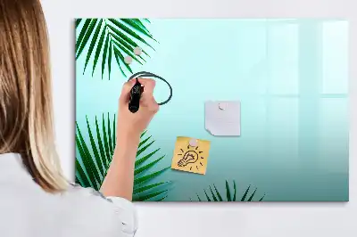 Magnetic marker board with a palm leaf print