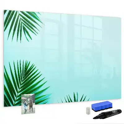 Magnetic marker board with a palm leaf print