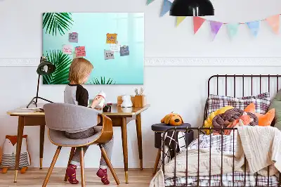 Magnetic marker board with a palm leaf print