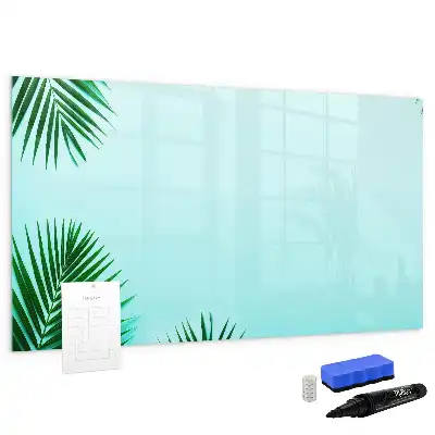 Magnetic marker board with a palm leaf print