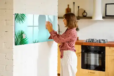 Magnetic marker board with a palm leaf print