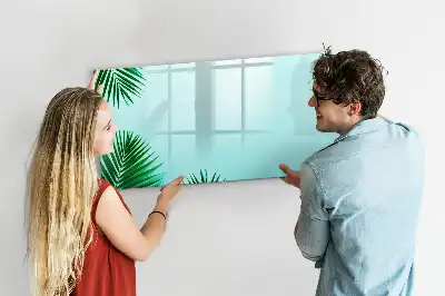 Magnetic marker board with a palm leaf print