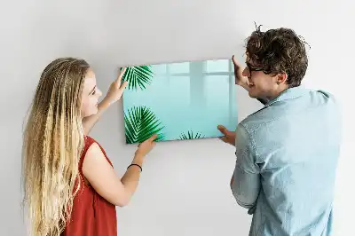Magnetic marker board with a palm leaf print
