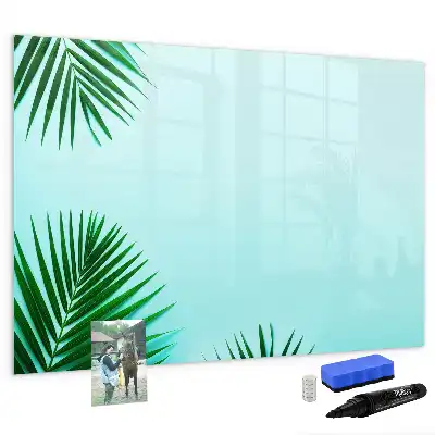 Magnetic marker board with a palm leaf print