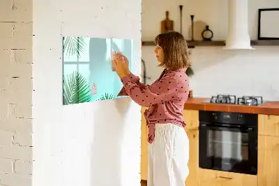 Magnetic marker board with a palm leaf print