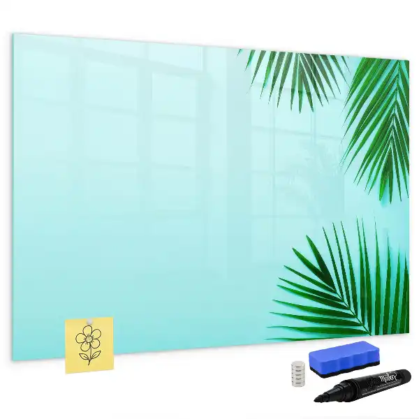 Magnetic glass dry erase board exotic leaves design