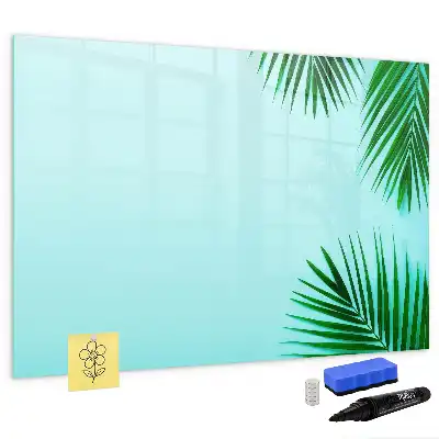 Magnetic glass dry erase board exotic leaves design
