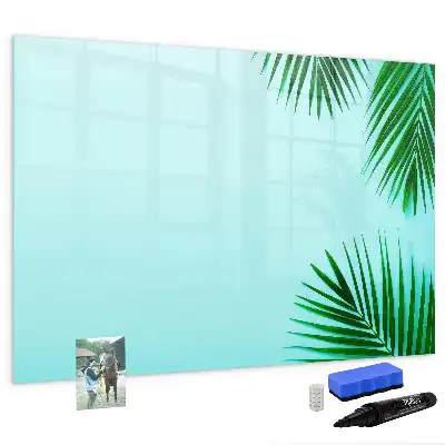 Magnetic glass dry erase board exotic leaves design